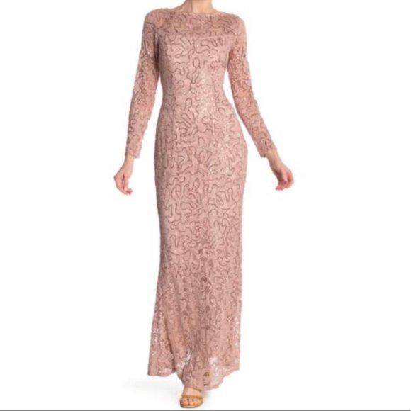 MARINA Dresses & Skirts - NWT Marina Long Sleeve Sequin Dress, S